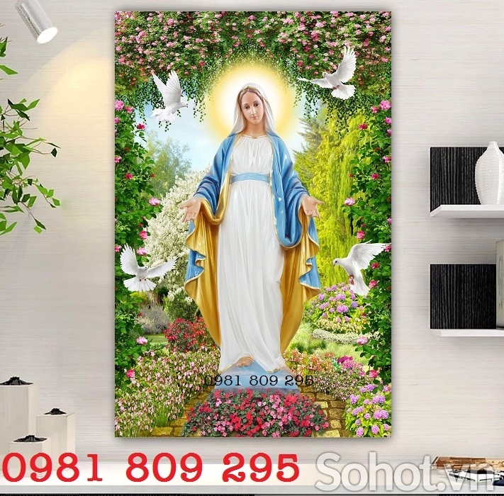 Tranh gạch-Tranh 3D công Giáo phòng khách