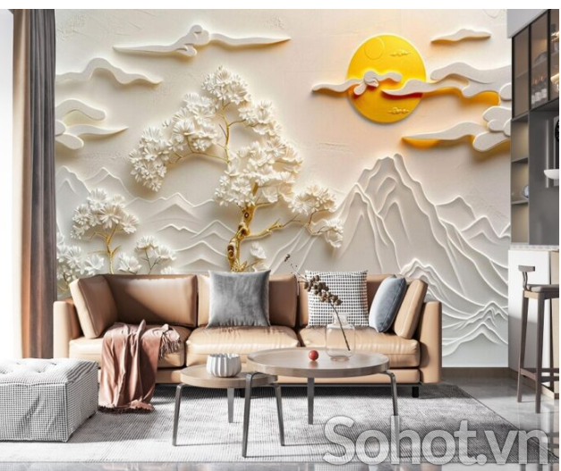 Tranh gạch trang trí phòng khách 3d - GFD32