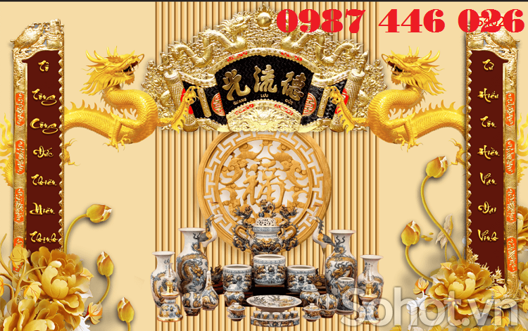 Gạch ốp tường tranh phòng thờ HP082