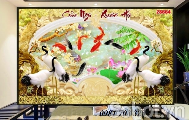 Tranh gạch 3D cá chép ốp tường