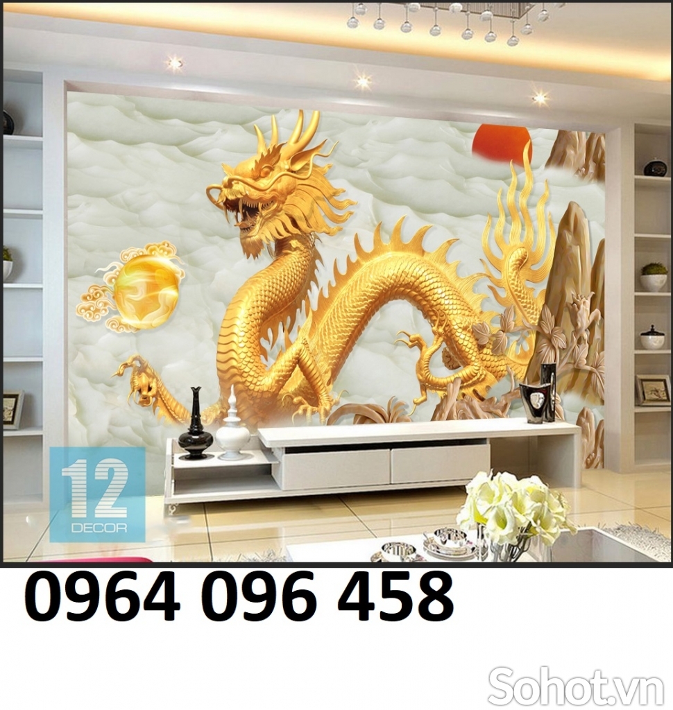 Tranh gạch 3d phong thủy rồng phượng - CVBB65