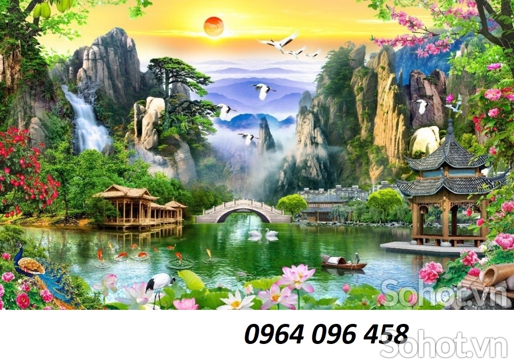 Tranh 3d - tranh gạch 3d phong cảnh đồng quê - LVC33