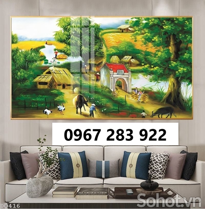 Tranh gạch 3D đẹp cảnh làng quê