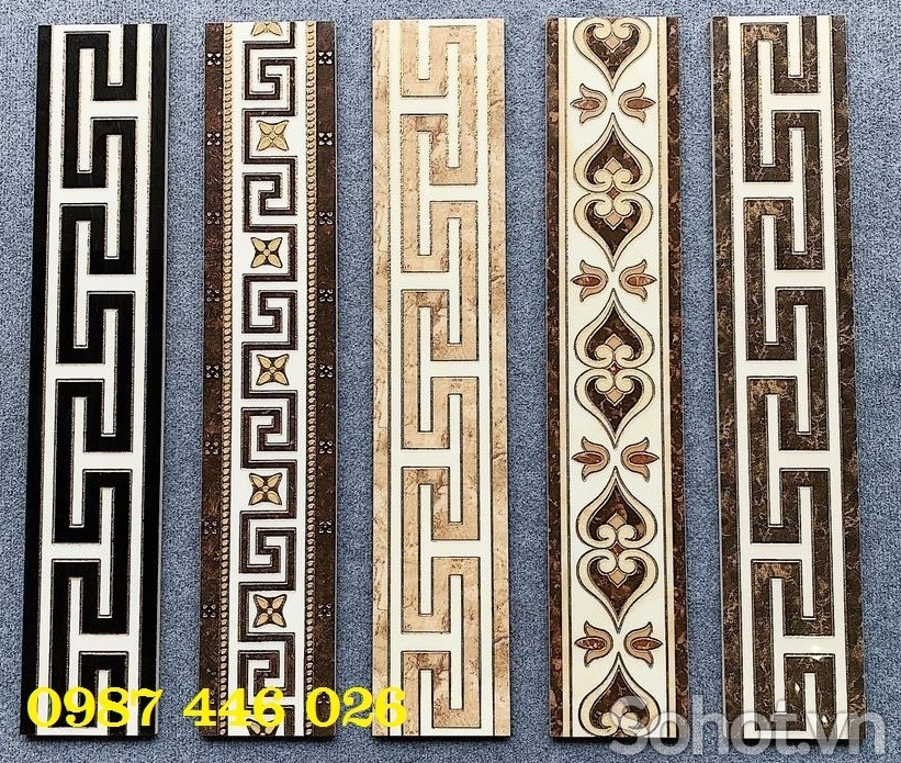 Gạch viền hàng cao cấp loại 1 15x80cm khắc vàng