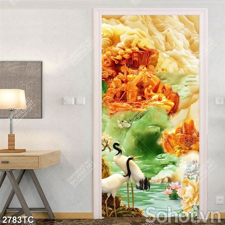 Tranh tùng hạc 3D, gạch tranh phong thủy
