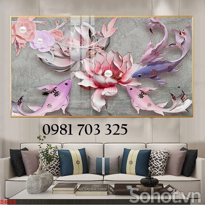Tranh gạch cá chép 3D trang trí