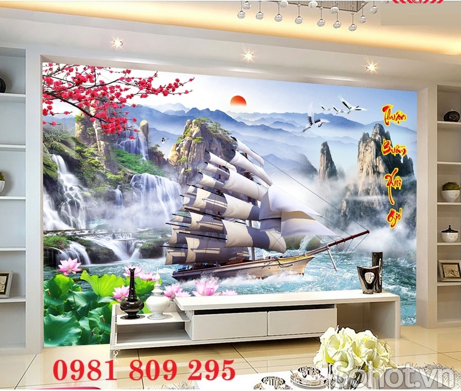 Tranh gạch thuyền , gạch 3d ốp tường
