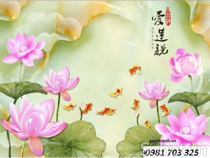 Gạch tranh ốp tường- tranh hoa sen