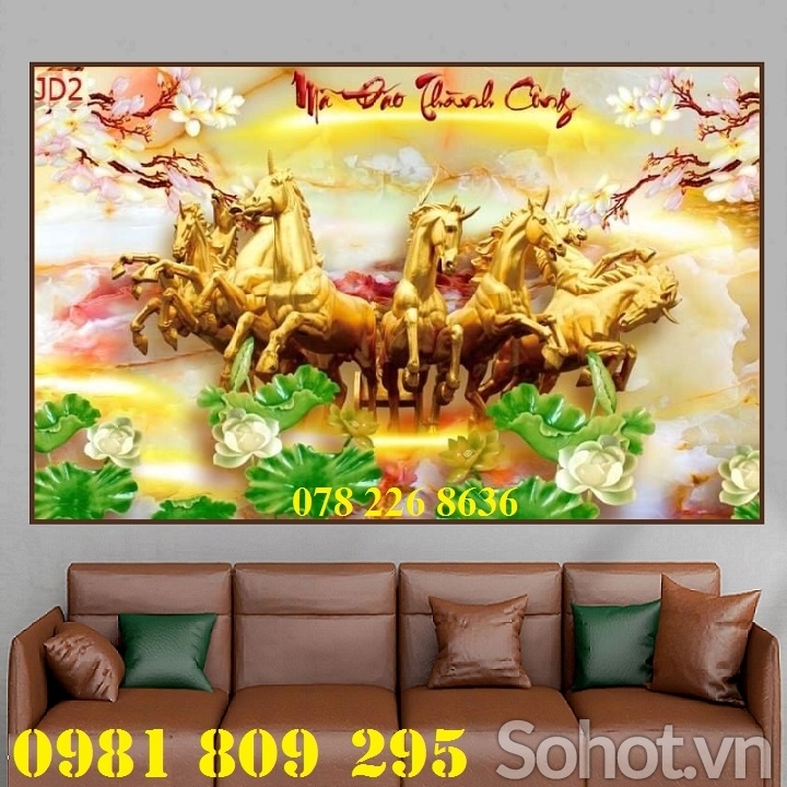 Gạch tranh ngựa 3d - tranh bát mã