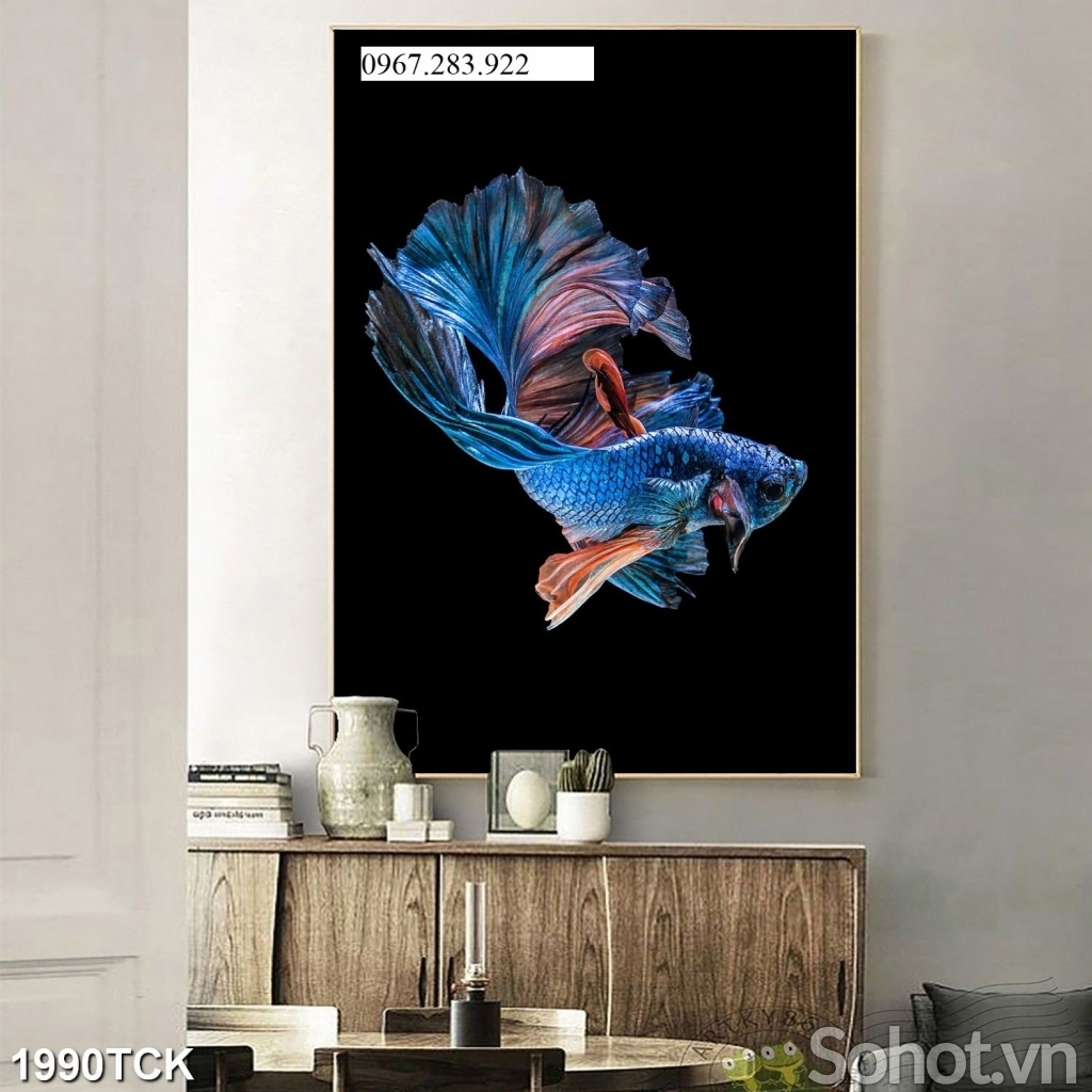 Gạch tranh 3D trang trí cá và hoa