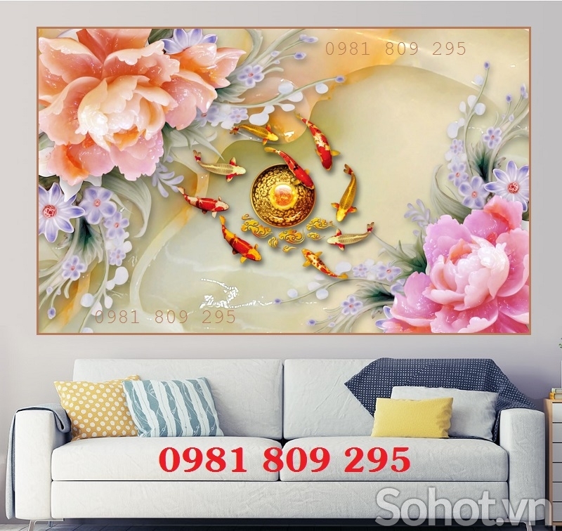 Gạch tranh trang trí phòng khách