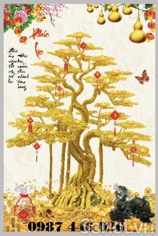 Gạch tranh cây tiền vàng