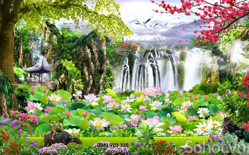 Gạch tranh 3D- tranh vườn hoa