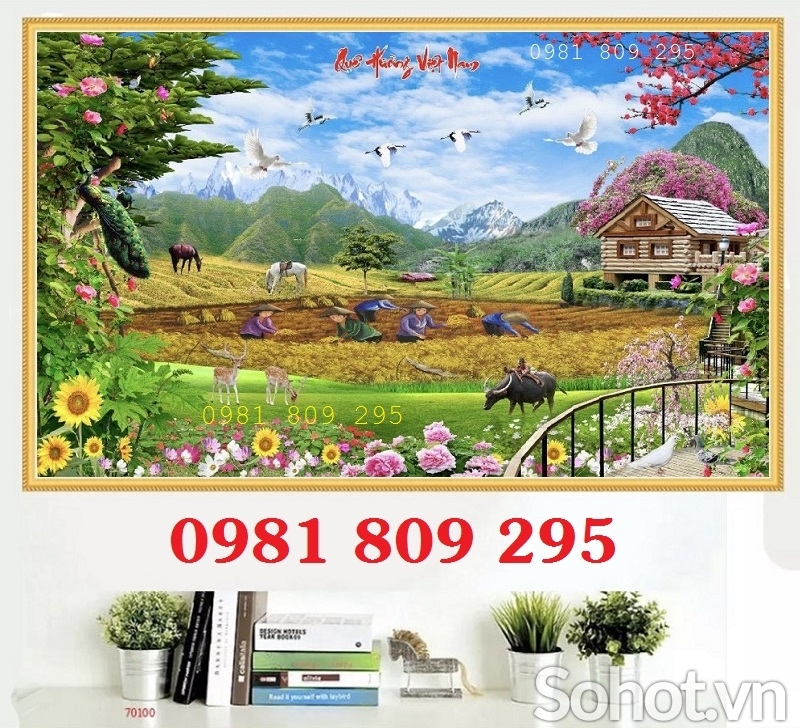 Mẫu tranh gạch 3d đồng quê