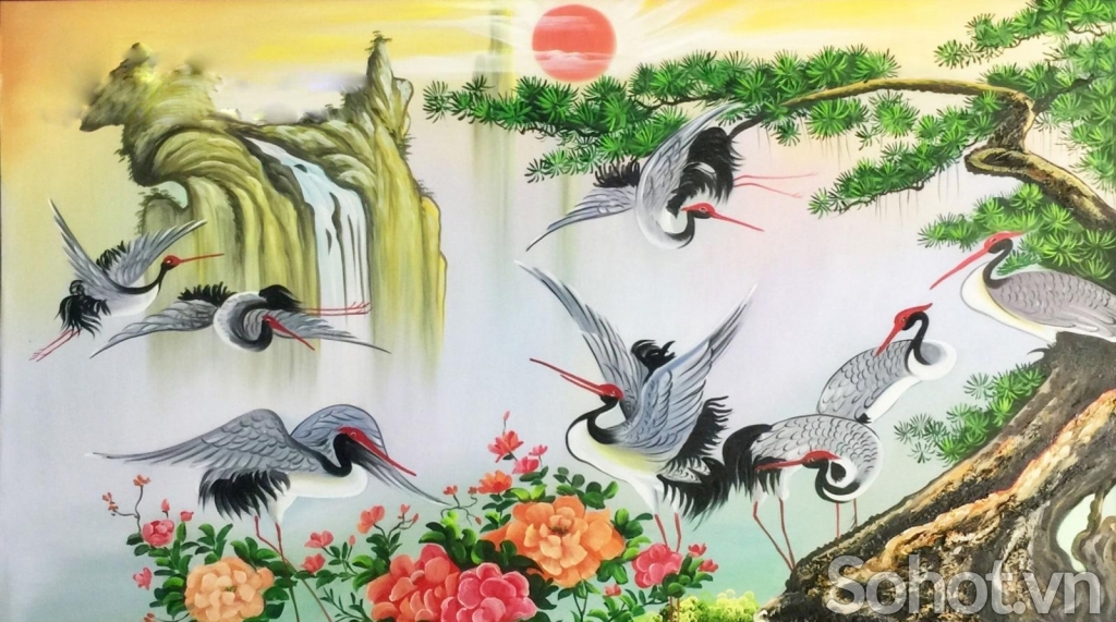 Tranh gạch 3d ốp tường tùng hạc - B655