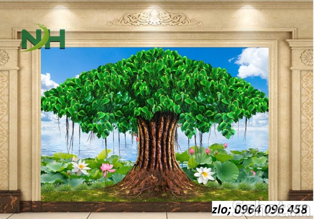 Tranh gạch 3d cây bồ đề - gạch tranh 3d cây bồ đề - MNB54