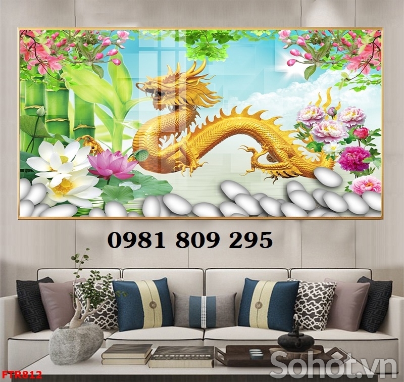 Mẫu gạch 3d rồng vàng - gạch ốp tường HP478