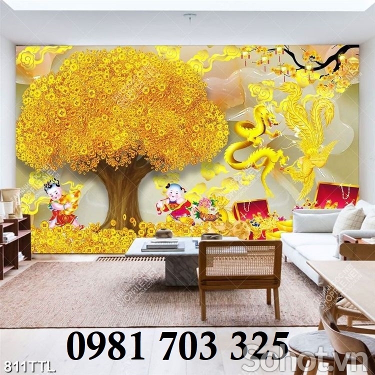 Tranh gạch kim tiền 3D