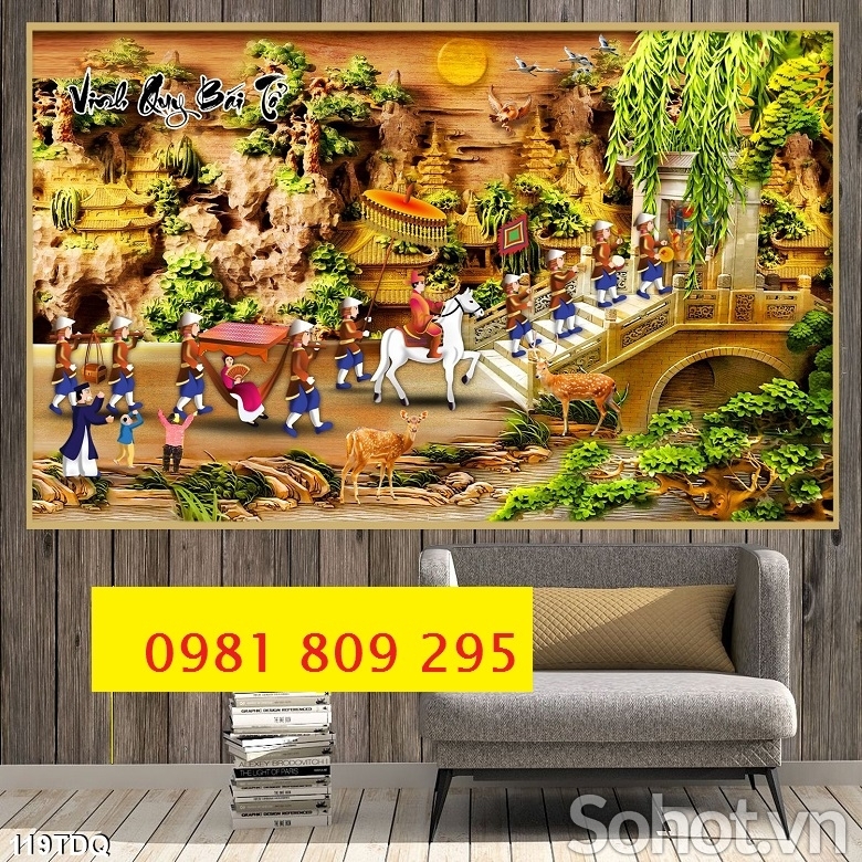 Tranh gạch vinh quy bái tổ JP6566