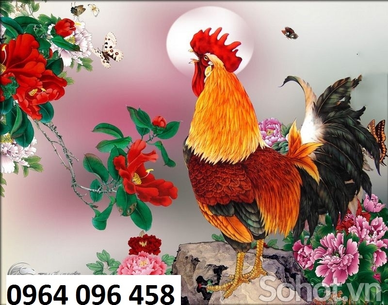 Tranh con gà trống - tranh gạch 3d con gà trống - DXC3