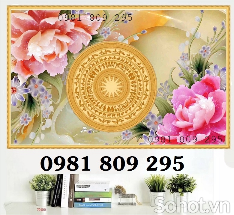 Tranh dán tường hoa mẫu đơn- gạch tranh 3d HP097