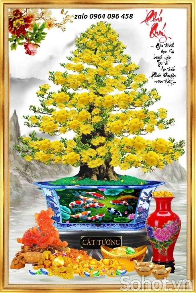 Tranh 3d cây mai - tranh gạch 3d cây mai - 086VC