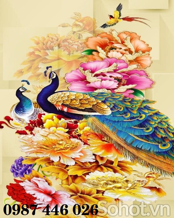Gạch tranh chim công HP72443
