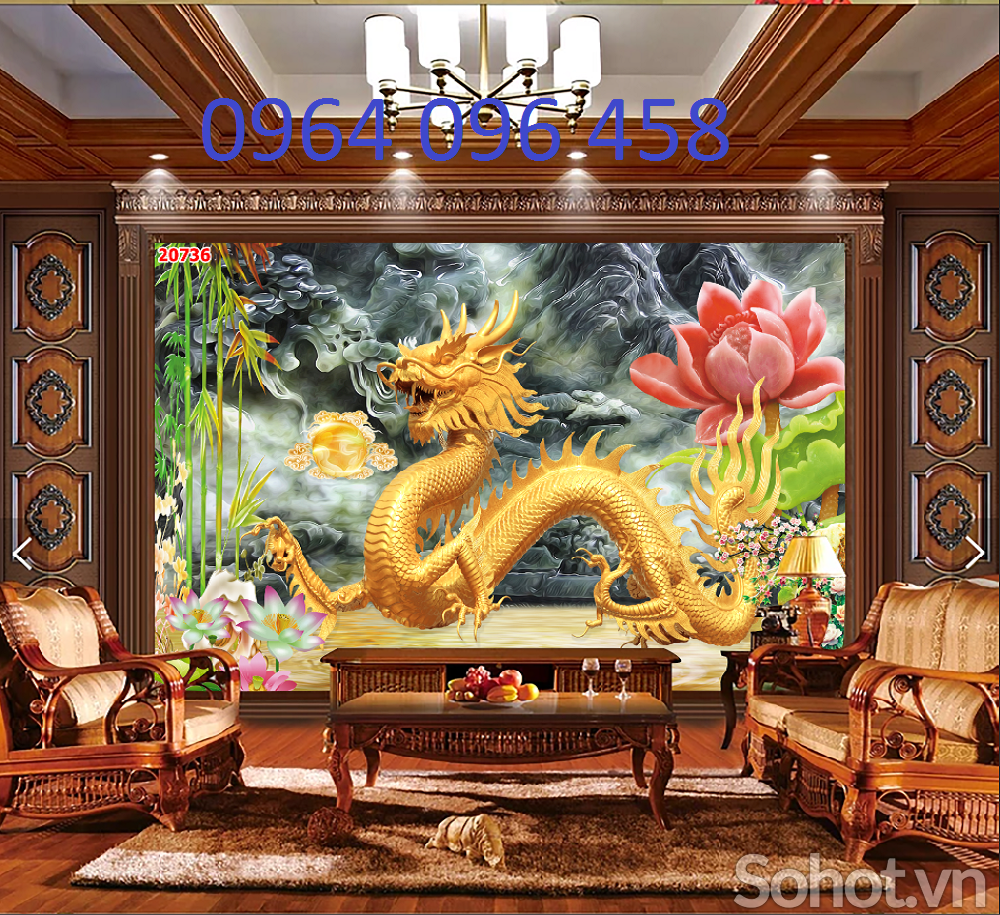 Tranh rồng 3d - tranh gạch 3d rồng - SCCX64