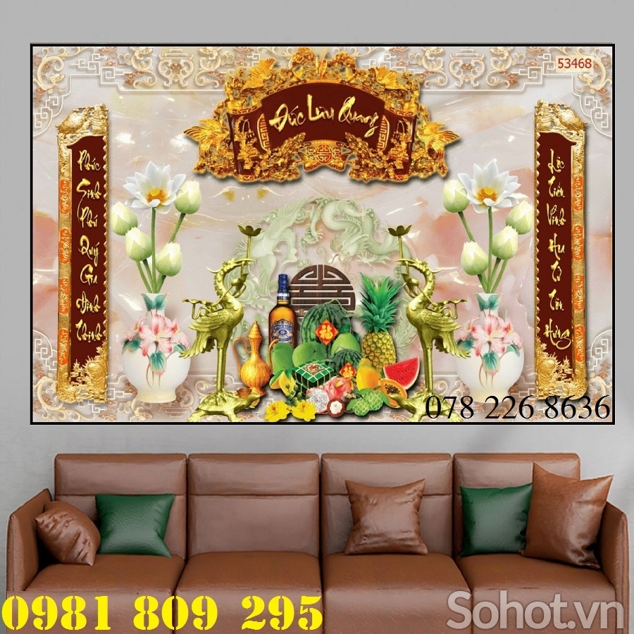 Tranh phòng thờ, gạch tranh 3d, tranh trang trí