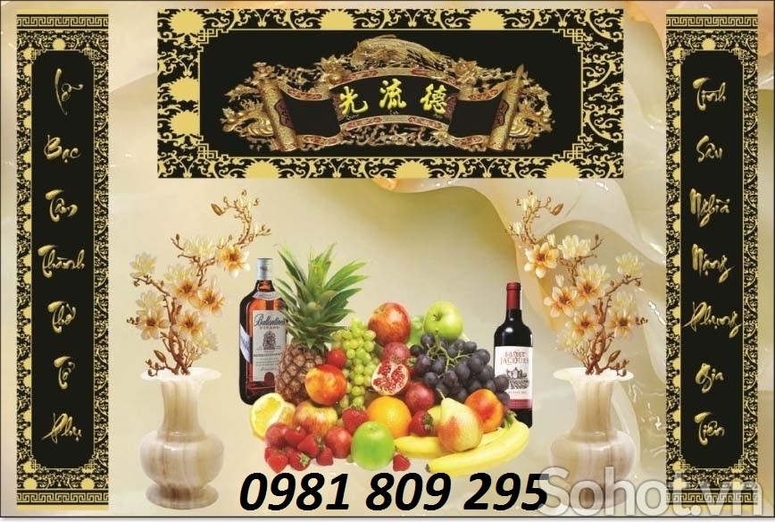 Tranh gạch ốp tường phòng thờ