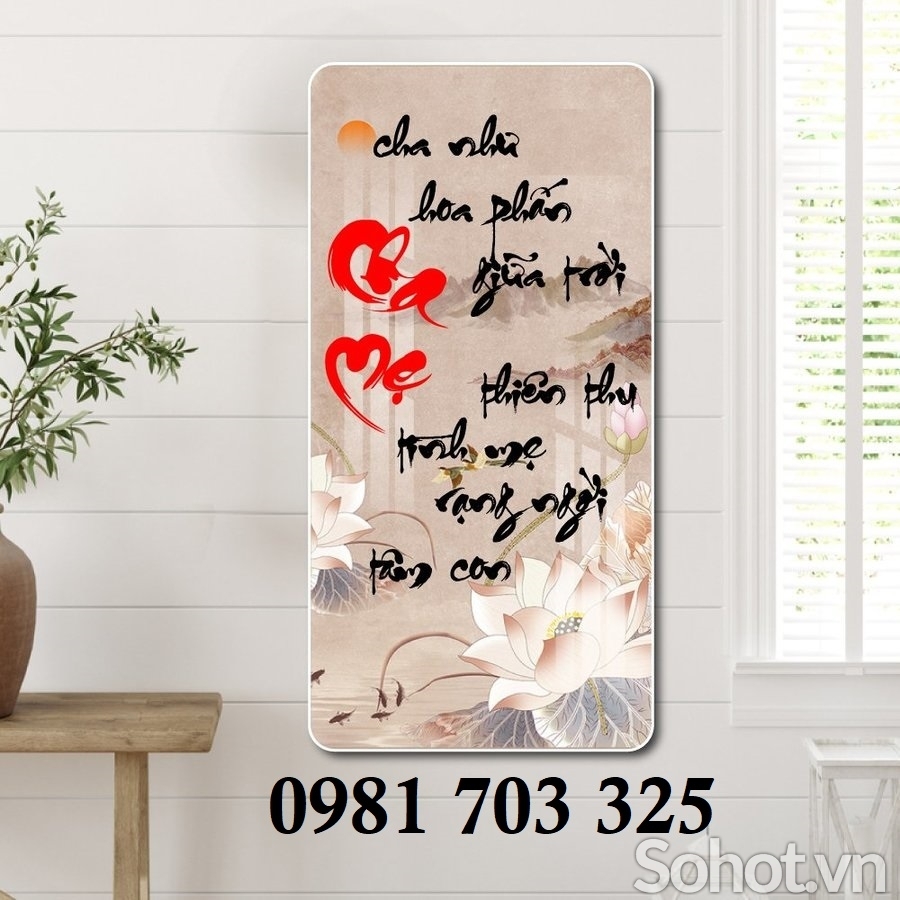 Gạch tranh thư pháp cha mẹ đẹp