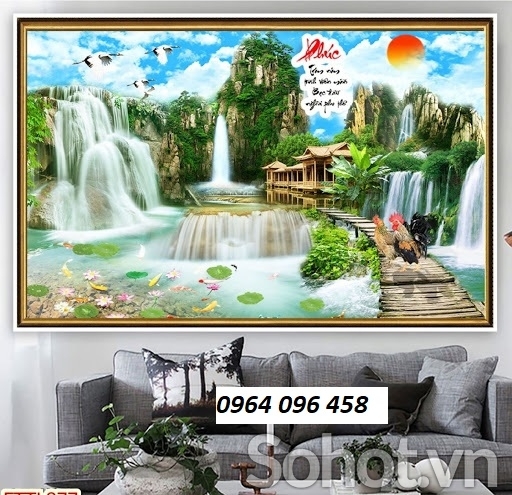 Tranh gạch men 3d phong thủy phòng khách - XBMM05