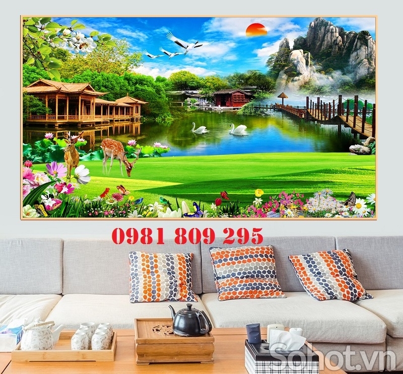 Tranh gạch 3d thảo nguyên , gạch 3d HN9999