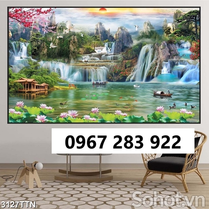 Gạch tranh 3d thác nước đẹp