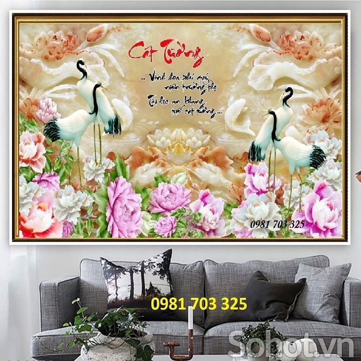 Tranh gạch chim hạc 3D đẹp trang trí