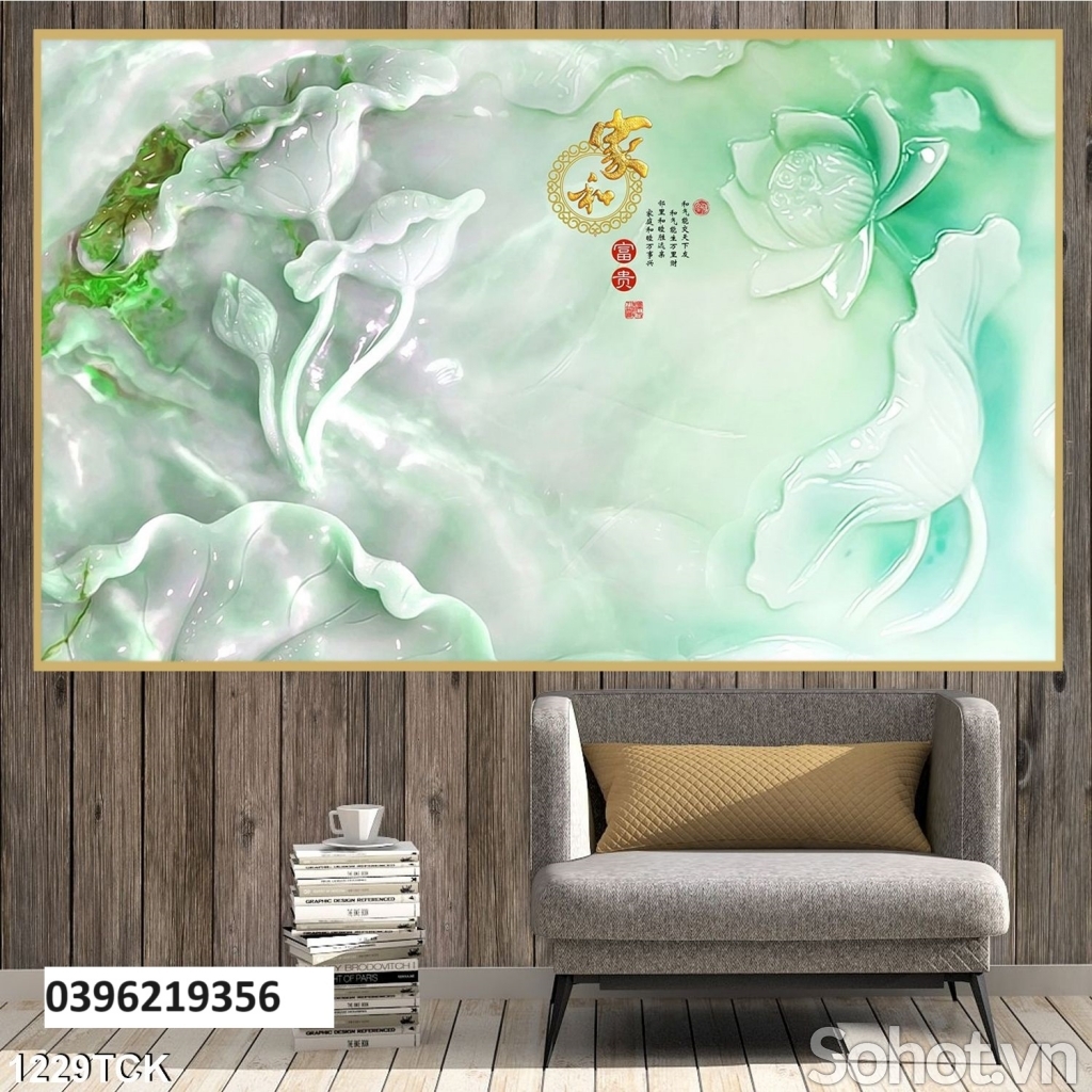 Tranh hoa sen trang trí 3d