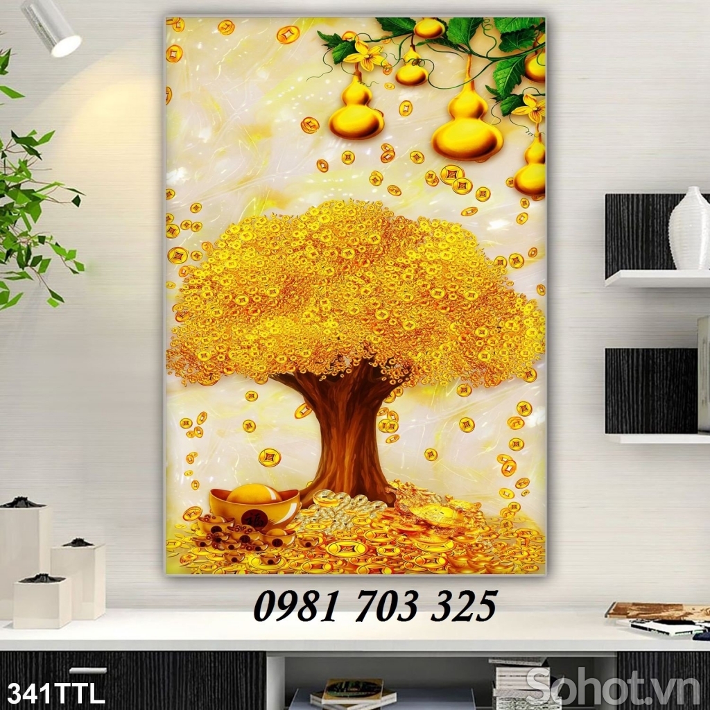 Tranh kim tiền 3D, gạch tranh ốp tường