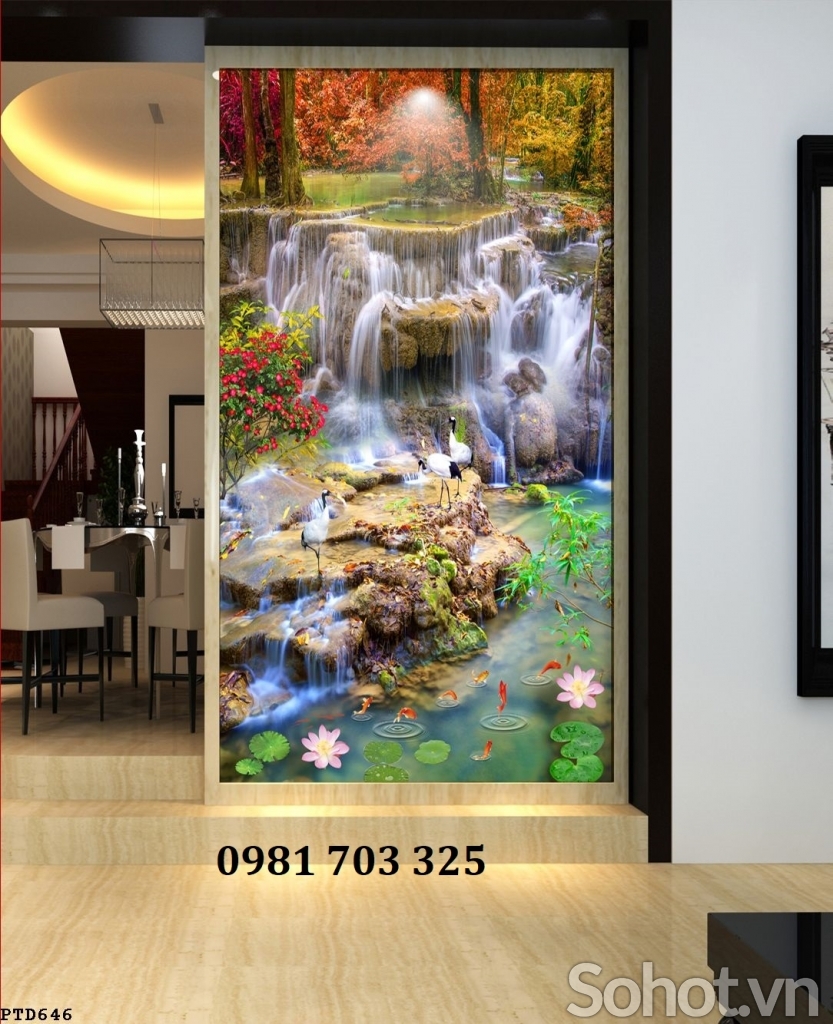 gạch tranh thác nước dán tường khổ đứng