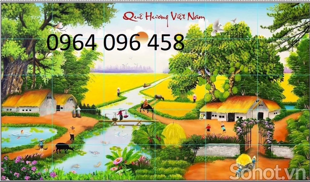 tranh cảnh đồng quê 3d - gạch tranh ốp tường 3d - XX3