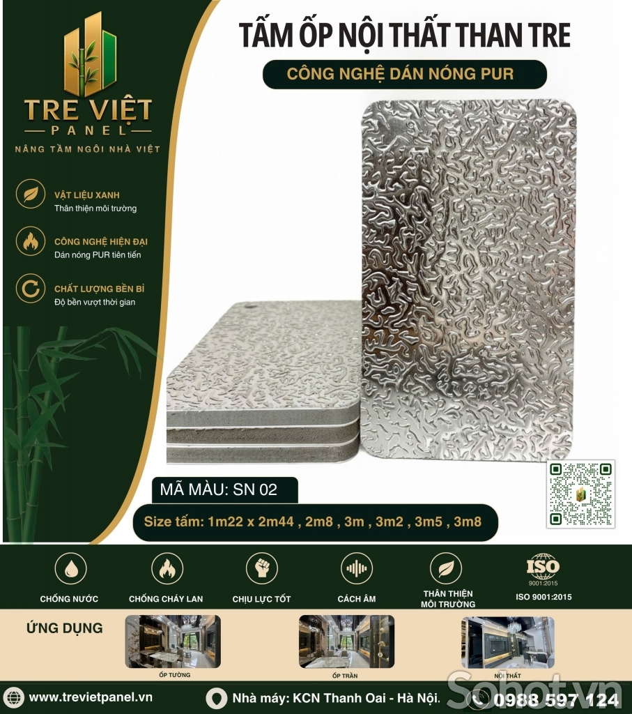 Ốp Tường Ốp trần than tre vân sóng nước