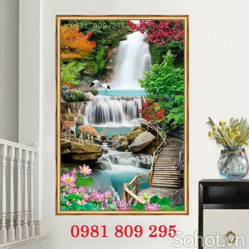 Tranh gạch thác nước - gạch tranh 3d phong cảnh  HP9955