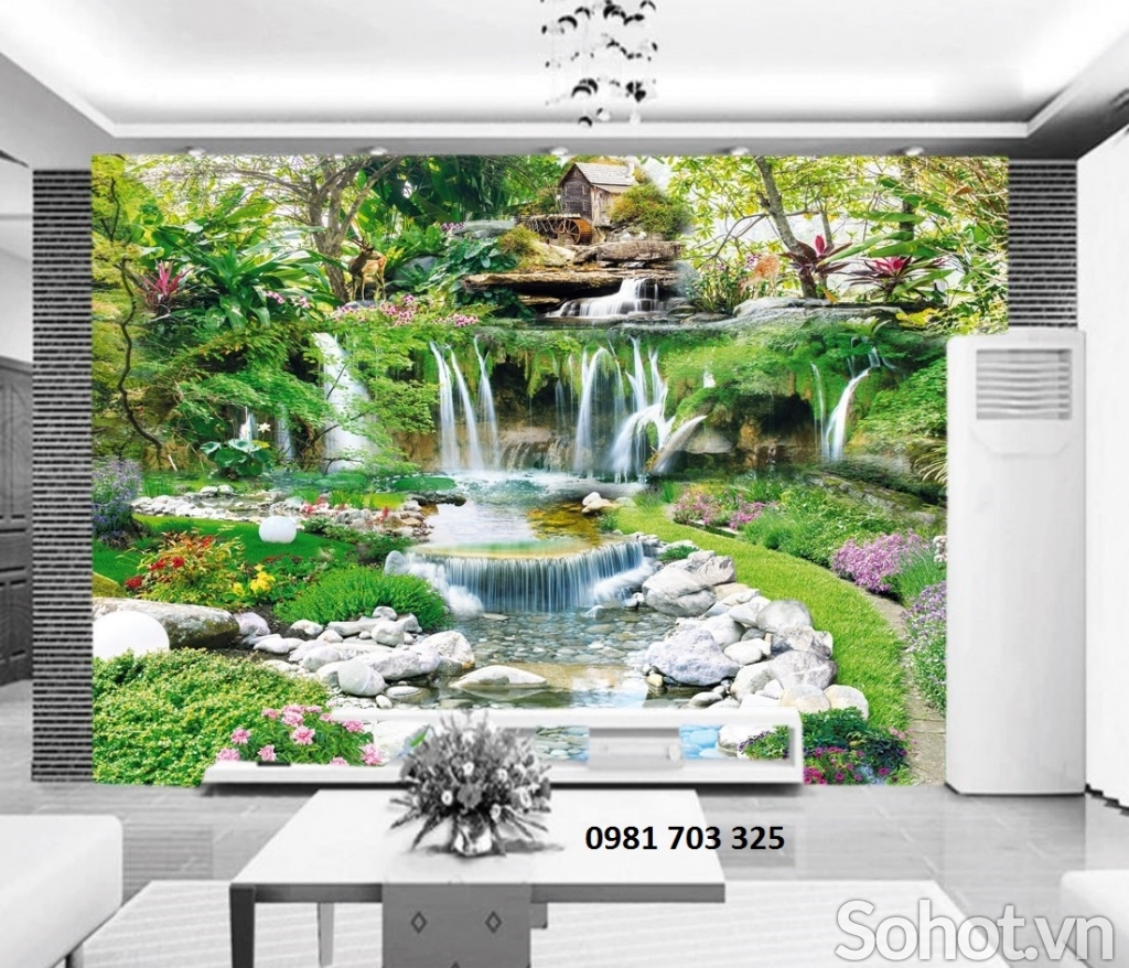 Gạch tranh phong cảnh trang trí phòng khách