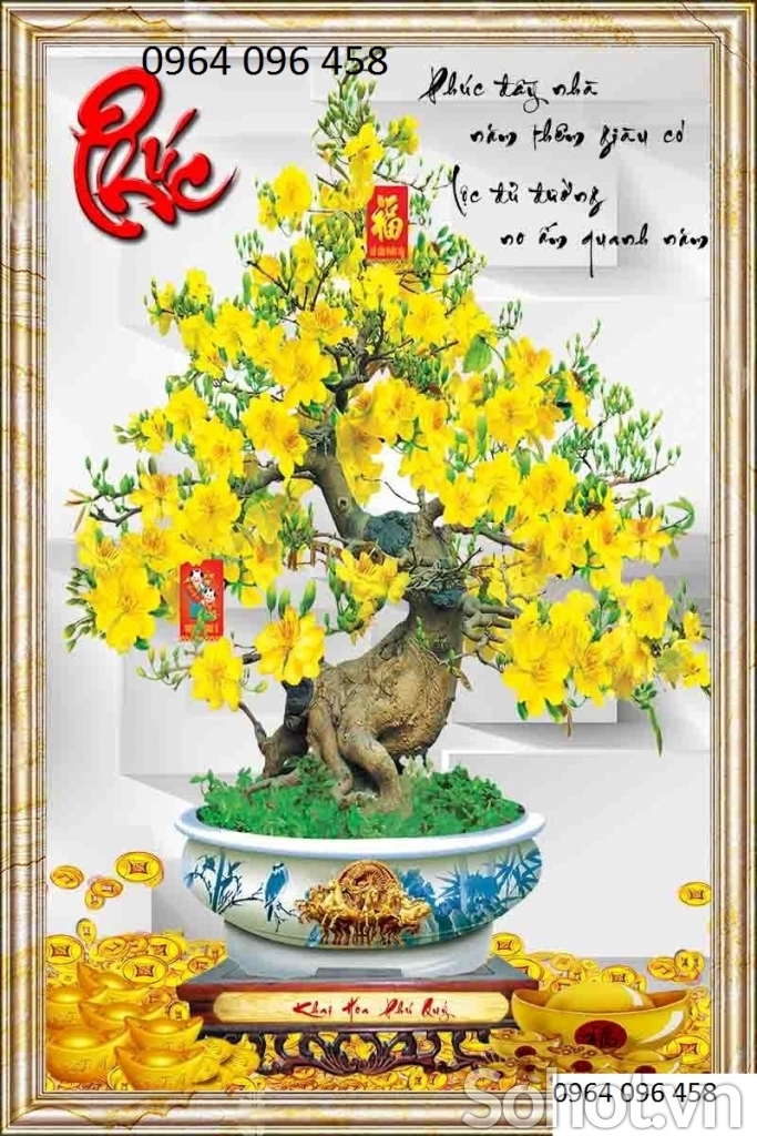 Tranh gạch 3d dán tường hoa mai - DXC422