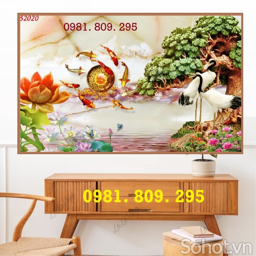 Tranh gạch men chim hạc ngọc