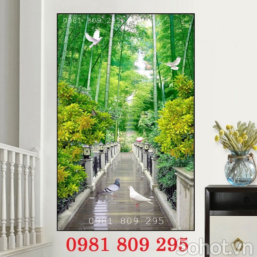 Tranh gạch men , gạch ốp tường  phong cảnh lối đi  HN9399