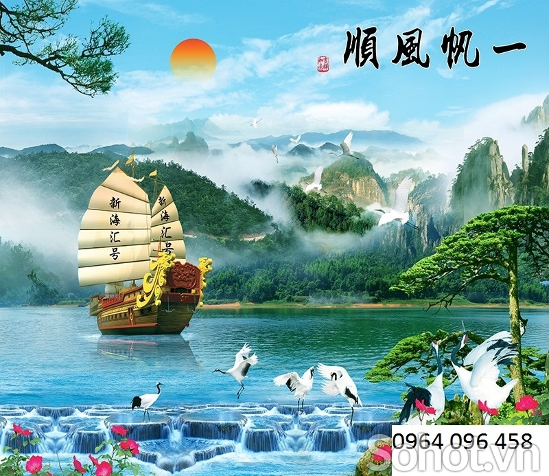 Tranh 3d - tranh gạch 3d sơn thủy hữu tình - NBV87
