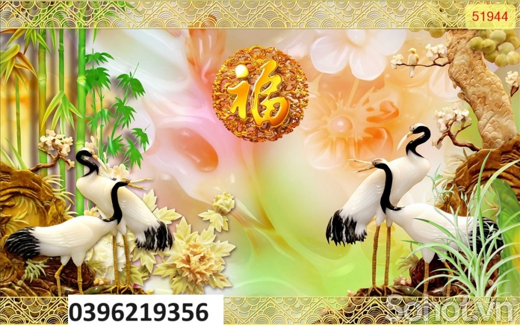 Tranh gạch hình chim hạc đẹp 3D