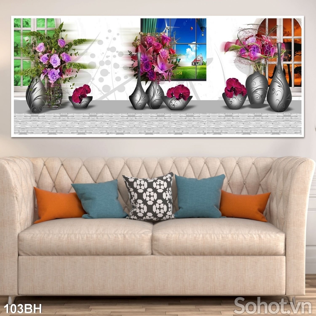 Tranh gạch bình hoa 3d đẹp