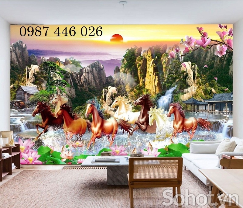 Tranh gạch men mã đáo thành công HP8222