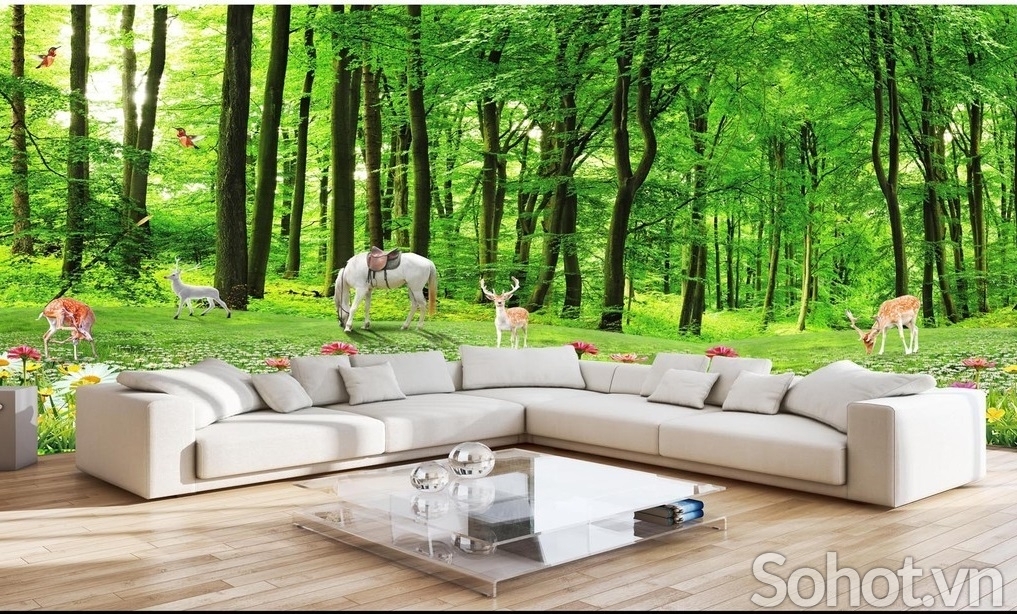 Tranh gạch ốp tường mâu tranh rừng cây - KCV54